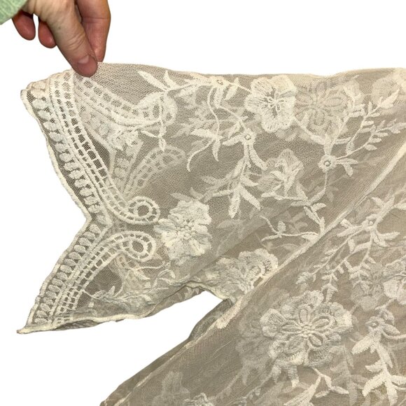 ivory floral all lace kimono top festival M - Picture 2 of 5